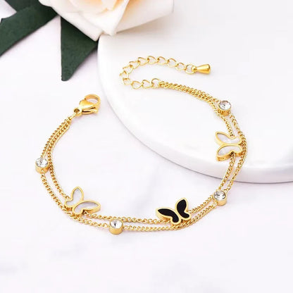 Lucky Clover Women's Hand Bracelets Double Sided Flowers Jewellery