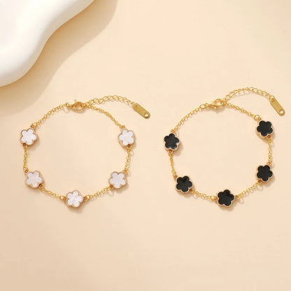 Lucky Clover Women's Hand Bracelets Double Sided Flowers Jewellery