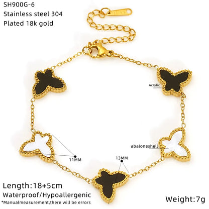 Lucky Clover Women's Hand Bracelets Double Sided Flowers Jewellery