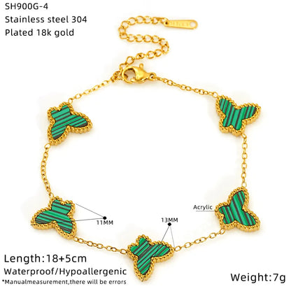 Lucky Clover Women's Hand Bracelets Double Sided Flowers Jewellery