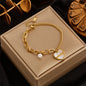 DIEYURO 316L Stainless Steel Gold Color Heart Butterfly Thick Bracelet For Women High Quality Girls Wrist Jewelry Party Gifts