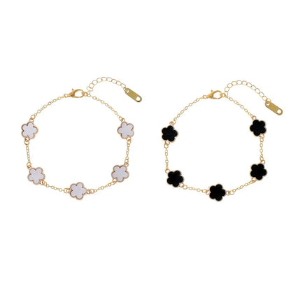 Lucky Clover Women's Hand Bracelets Double Sided Flowers Jewellery