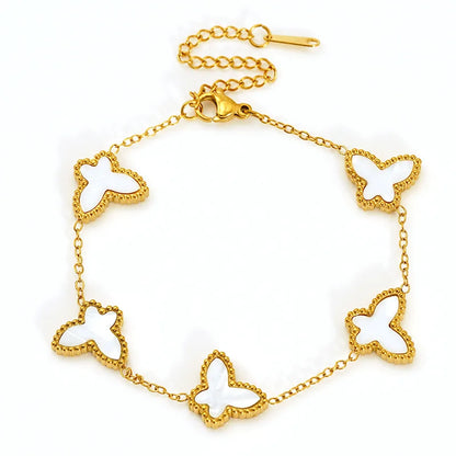 Lucky Clover Women's Hand Bracelets Double Sided Flowers Jewellery