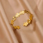 Exquisite Classic Bump Pattern Openning Bangles Bracelet For Women Cuff Bracelet Gold Color Stainless Steel Hand Ornament Gift