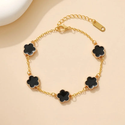 Lucky Clover Women's Hand Bracelets Double Sided Flowers Jewellery