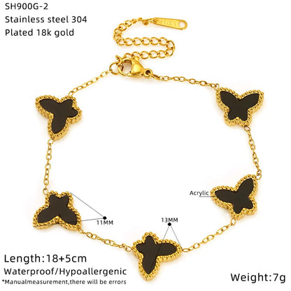 Lucky Clover Women's Hand Bracelets Double Sided Flowers Jewellery