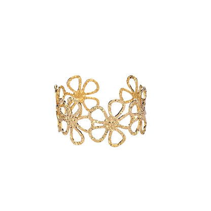 Exquisite Classic Bump Pattern Openning Bangles Bracelet For Women Cuff Bracelet Gold Color Stainless Steel Hand Ornament Gift